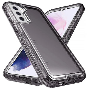 Transparent Hot Trend Vault NONED Galaxy S21 Series shockproof case with two tempered glass screen protectors.