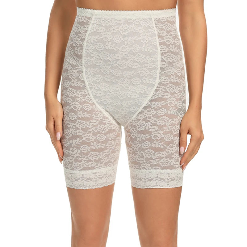 High waisted Miss Moly shapewear body shaper shorts with lace detail and firm control for women, designed for a smooth silhouette