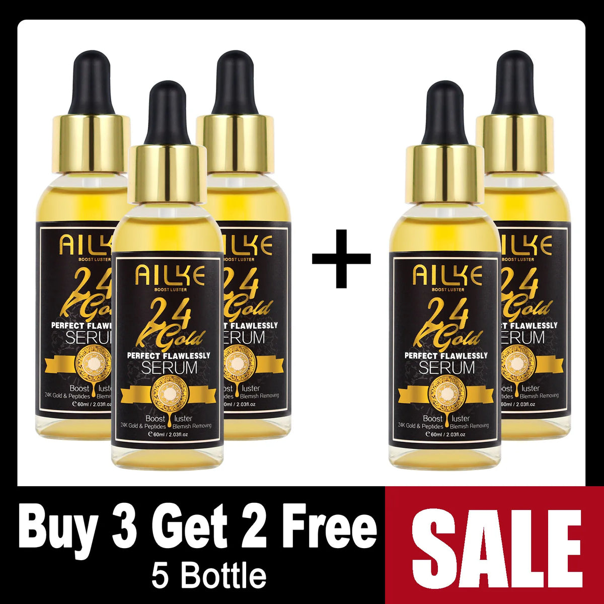 AILKE 24K Gold Collagen Whitening cream by Hot Trend Vault, featuring luxurious gold particles and collagen for skin brightening.