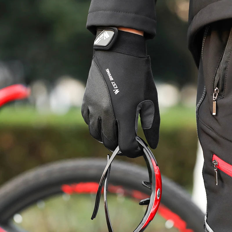 Guantes de ciclismo con dedos completos West Biking para hombres y mujeres, deportes, senderismo, camping