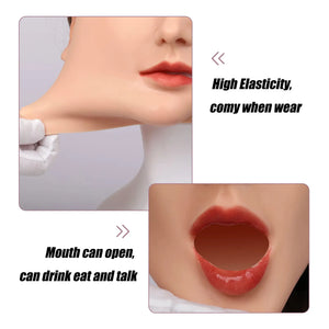 Realistic Silicone Mask With Neck Head Cover Makeup Crossdresser Cosplay Beauty Mask Collection Male to Female Full Head Mask