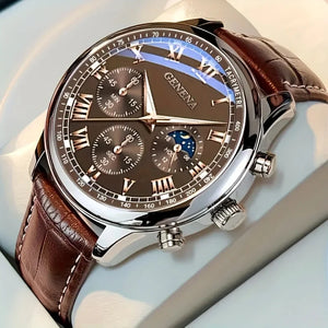 Hot Trend Vault men's leather strap watch with quartz analog movement, ideal for business and everyday accessories.