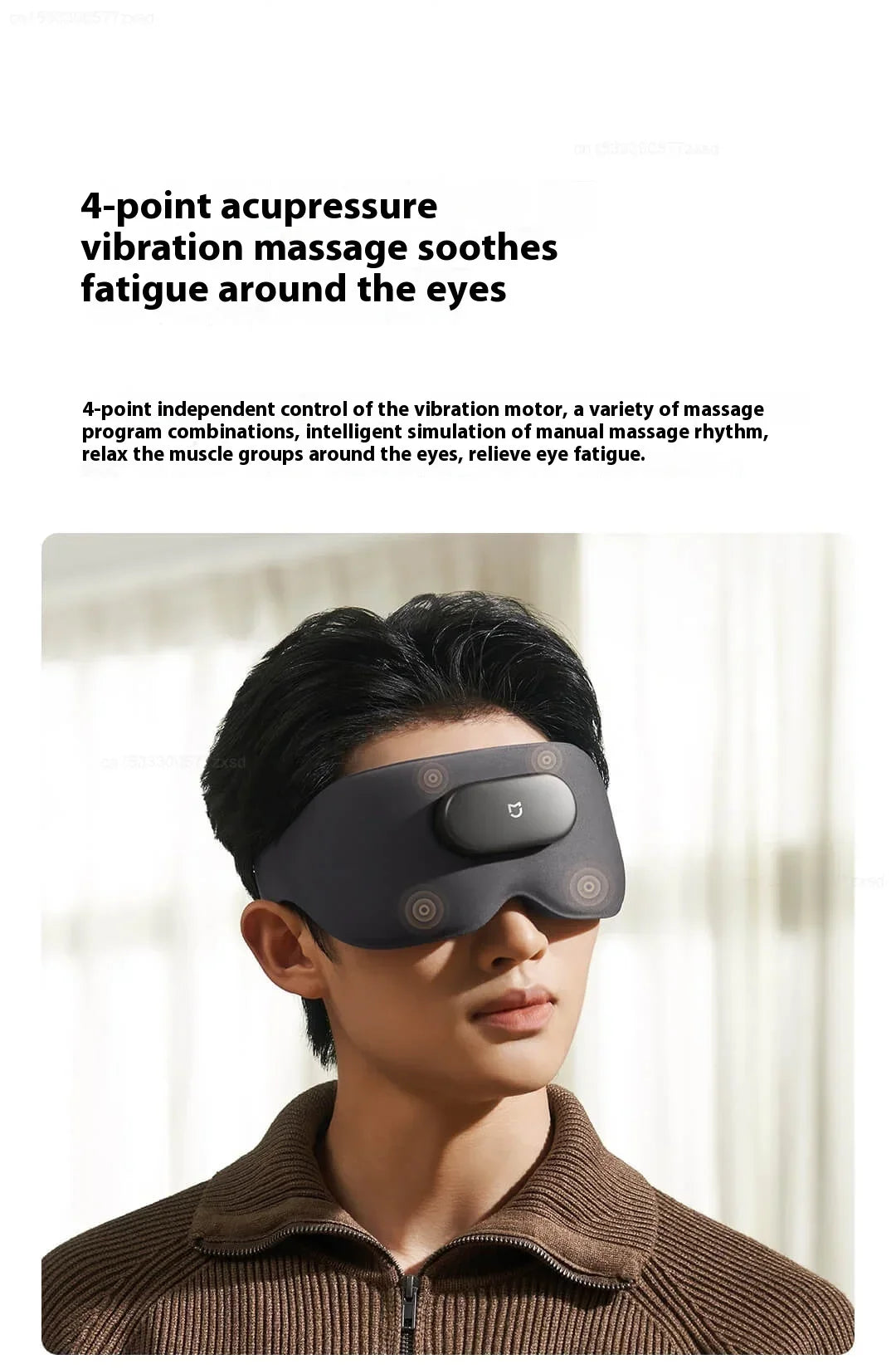 Black MIJIA Smart Massage Eye Mask from Hot Trend Vault with vibration feature, designed for home use and blackout relaxation.