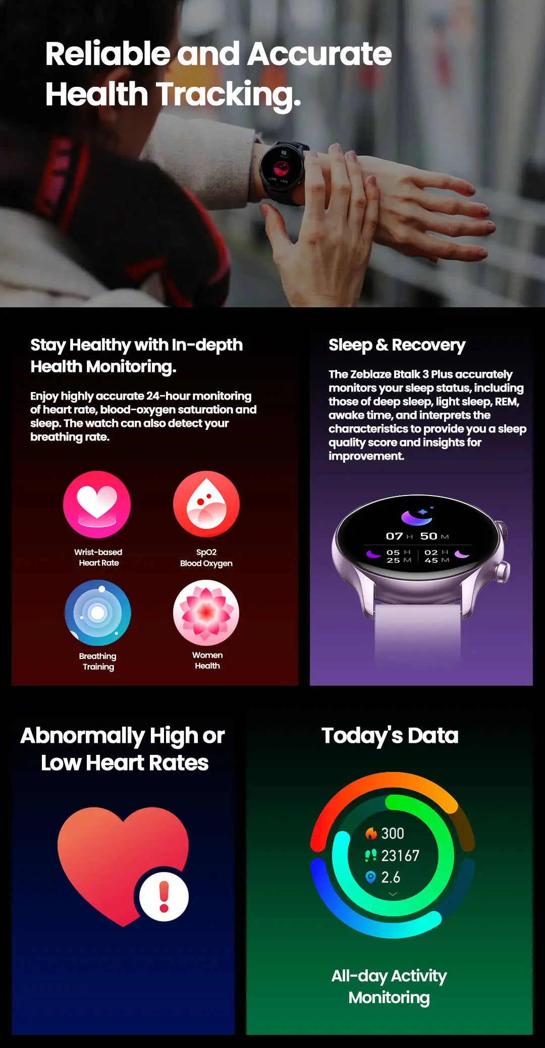 Zeblaze Btalk 3 Plus Smart Watch with voice calling from Hot Trend Vault, showing a sleek smartwatch with a digital display.