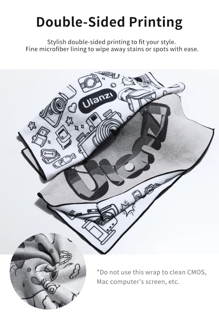 Ulanzi Double-sided Printing Protective Wrap Camera Smartphone Cleaning Cloth for Camera Smartphone Tablet Fill Light
