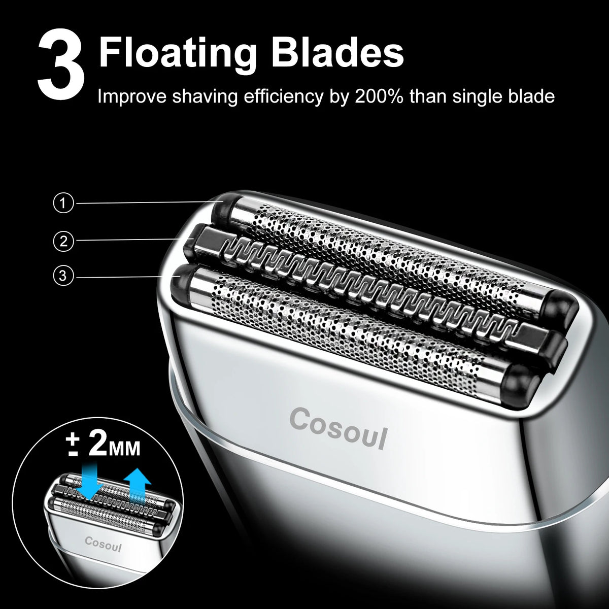 Hot Trend Vault Cosoul men's shaver with triple blades, fast charging, and TravelLock feature in a sleek design.