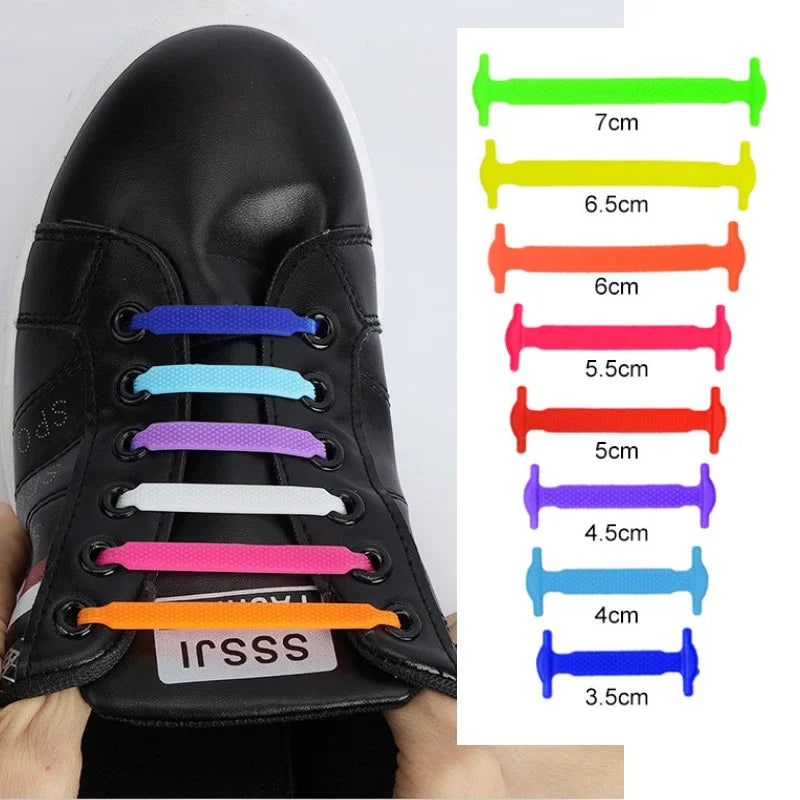 16pcs Lazy Shoelace Silicone Quick Lace Elastic Women Men No Tie Kids Adult Sneakers Lacing Shoelace Buckle Shoes Accessories