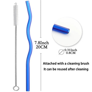 Reusable glass straw kit with six shatterproof borosilicate straws from Hot Trend Vault, ideal for eco-friendly drinking.