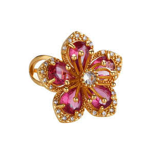 Elegant green zircon flower ring for women by ICFTZWECN, 18K gold-plated stainless steel, perfect for wedding or gift.