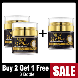AILKE 24K Gold Collagen Whitening cream jar with gold accents, showcasing luxurious skincare packaging by Hot Trend Vault.