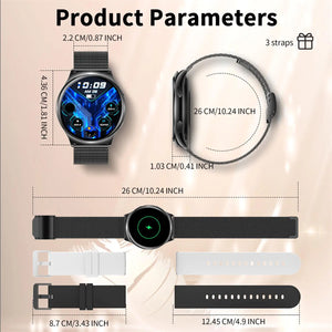 Smart Watches(Answer/Make Calls),1.43" Large Screen Fitness Tracker For iPhone/Android,Pedometer/Message Alerts,Gift for Family