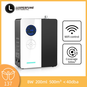 Luxperfume Column Aroma Diffuser with 120ml capacity, smart touch control, premium metal finish for home, office, and hotel use.