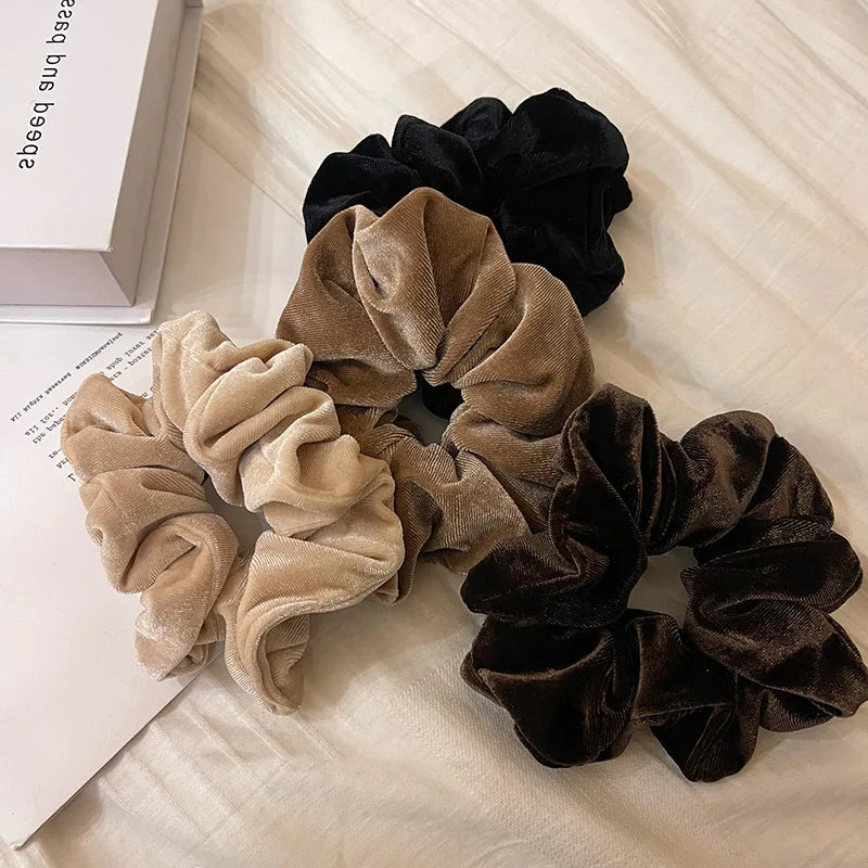 Large velvet hair scrunchie from Hot Trend Vault with luxurious cashmere feel, perfect for women and girls.