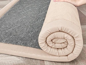 Cream Huloo Sleep non-slip living room rug by Hot Trend Vault, solid carpet ideal for bedroom decor and minimalist interior style.