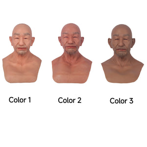 Silicone Old Man Mask Realistic Silicone Full Head Face Mask Party Prop Cosplay Male Hood Headwear for Halloween Cosplay