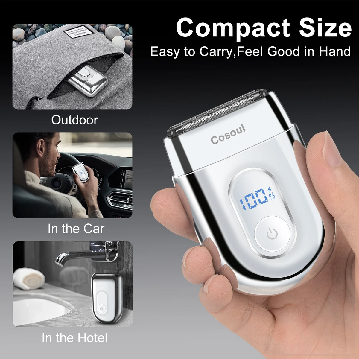 Hot Trend Vault Cosoul men's shaver with triple blades, fast charging, and TravelLock feature for convenient grooming.