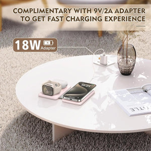 Hot Trend Vault 3-in-1 magnetic wireless charger for travel, fast 18W portable charging pad for phones, watches, and earphones.