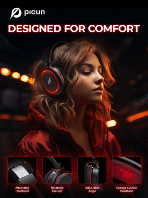 Picun G2 Wireless Gaming Headset Bluetooth 5.3 2.4G Headphones 7.1 Surround 5ms Low Latency ENC Mic for PC PS4 PS5 Phone Switch