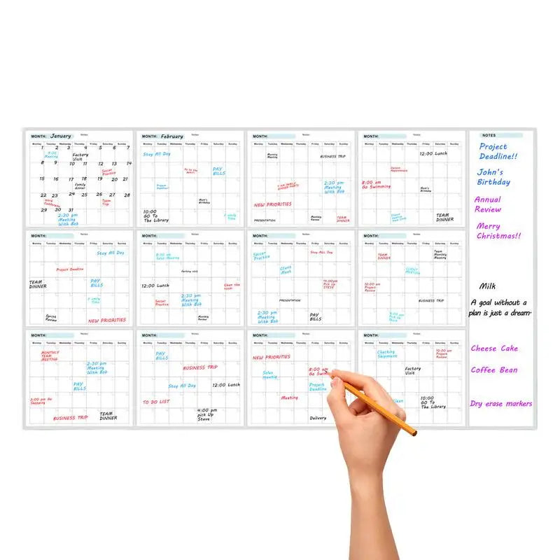 Wall Calendar Erasable Reusable Wall Planner 35X58In Dry-Erase Design Large Erasable Boards For Offices Home &amp; School