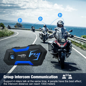 2 pcs Fodsports FX4 Pro Helmet Intercom Motorcycle Helmet Bluetooth Headset 4 Rider 1000m Interphone Intercomunicador,FM