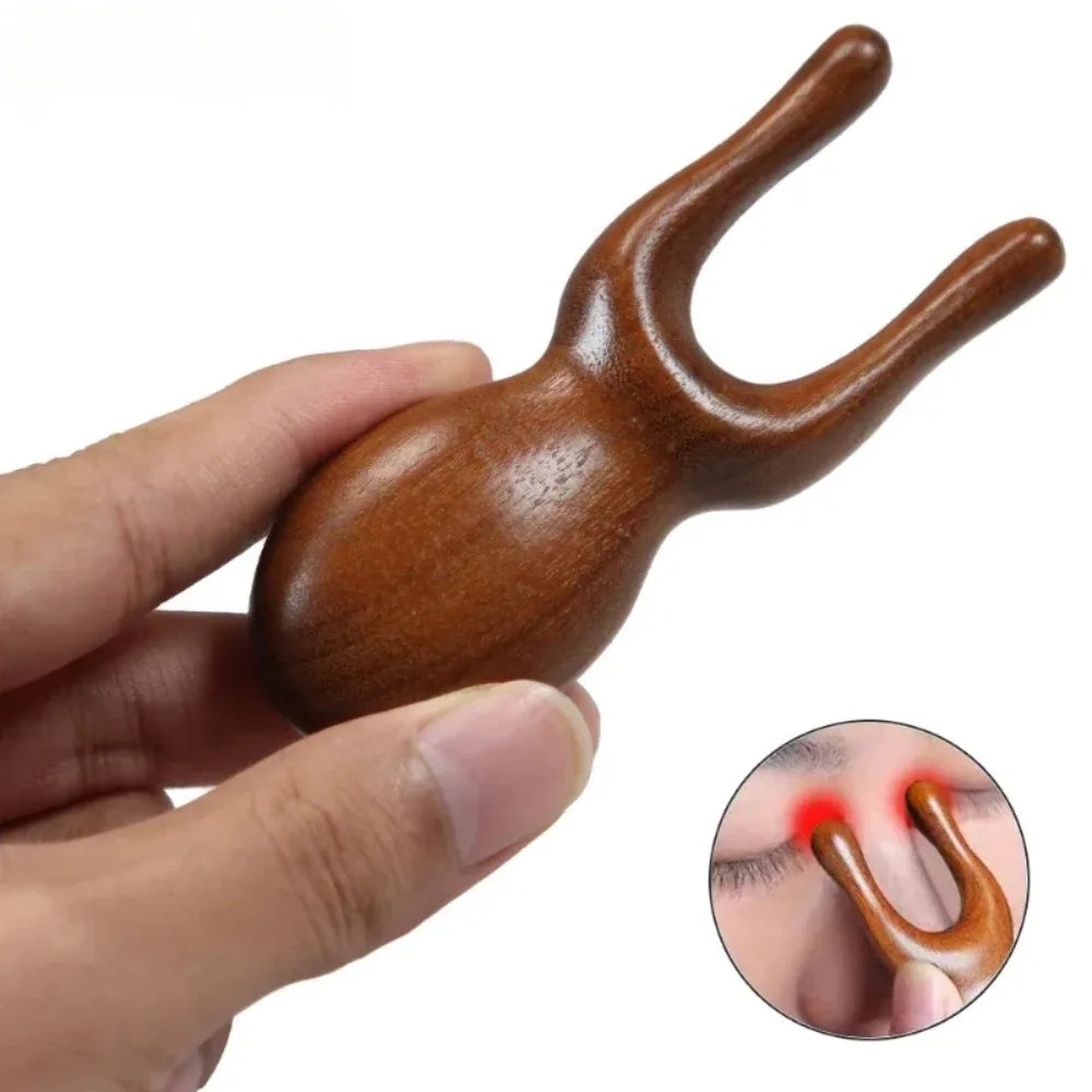 Wooden Gua Sha Facial Tools Head Massager Sandalwood Wood Massage Tool for Face Nose Eye Wood Massage Acupressur Tools