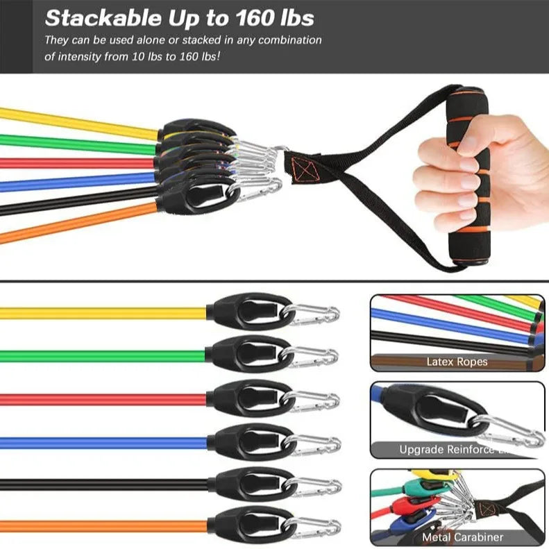 Resistance Bands Set Exercise Bands with Door Anchor Legs Ankle Straps for Resistance Training Physical Therapy Home Workouts