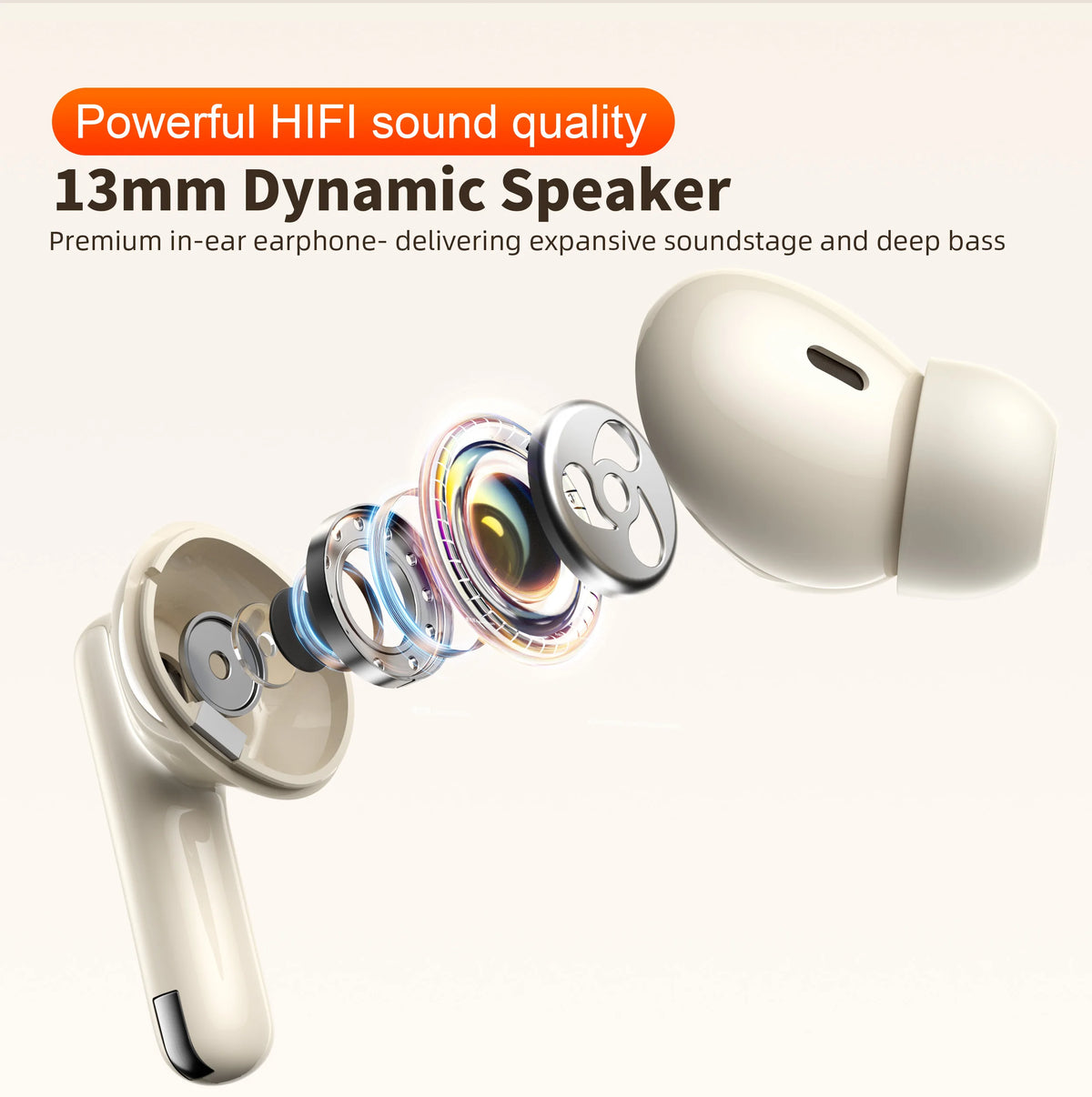Wireless Headphones,QERE E38,NEW TWS Bluetooth 5.3,HD Microphone,HIFI Earphones,13mm Driver,60ms Low Latency,4 Mics+ENC Call