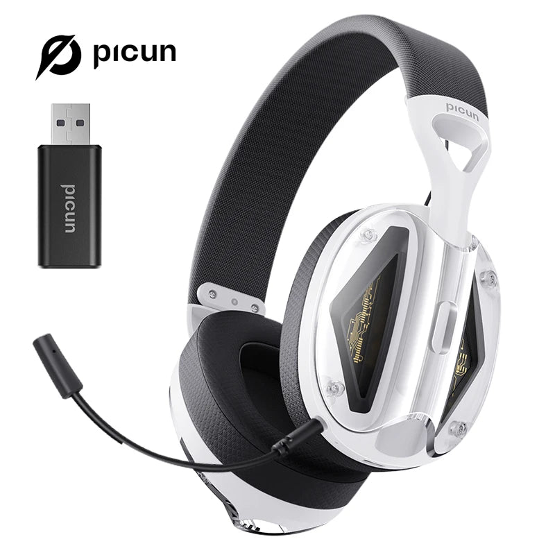 Picun G1 2.4GHz Gaming Wireless Headset 3D Surround Sound Spatial Audio ENC HD Mic Headphones for Gamer Lightweight PS5 PC Phone