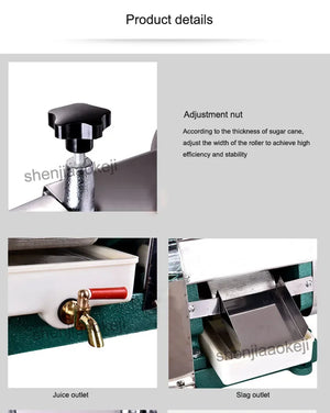 Hand Crank Stainless Steel SugarCane Machine Manual Sugar Cane Juicer 100% Sugar Cane Juice Machine 50kg/H