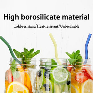 Reusable glass straw kit with six shatterproof borosilicate straws from Hot Trend Vault, perfect for eco-friendly drinking.