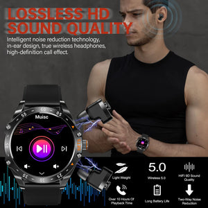 LaNikar New Smart Watches for Men with Earbuds Inside with 100+ Sport Modes and Sport Records Waterproof with iPhone and Android