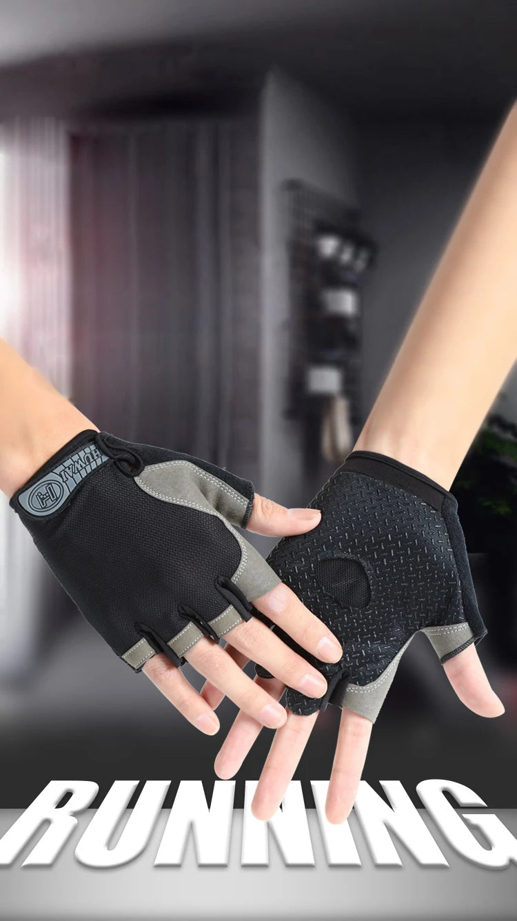 Guantes de ciclismo sin dedos transpirables y antideslizantes para hombres y mujeres