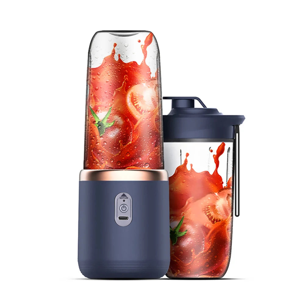 6 Blades Electric Juicer Cup with 2 Cups For Travel Portable Juicer Mixer Usb Charge Fresh Fruit Juice Personal Blender Smoothie