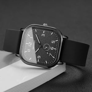 Unisex square silicone strap quartz wristwatch with casual design by Hot Trend Vault, showing the watch face and strap details.