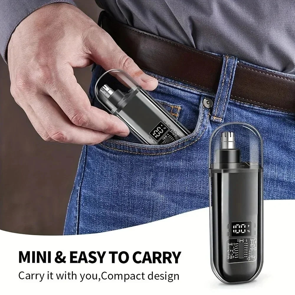 Hot Trend Vault nose hair trimmer with LED light, portable electric grooming device for travel and everyday grooming.