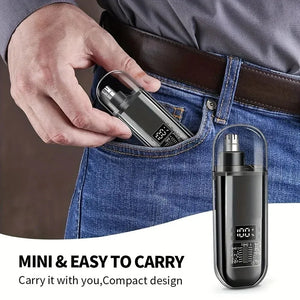Hot Trend Vault nose hair trimmer with LED light, portable electric grooming device for travel and everyday grooming.