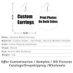 SOMEHOUR Customized African Wooden Drop Earrings Making Picture Printed 3 Sizes Personalized Wood Dangle For Women Gifts 10Pairs