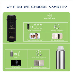 Namstecar perfume fragrance oil 100ml for home diffuser with four 5ml scent samples, by Hot Trend Vault, in a sleek bottle.