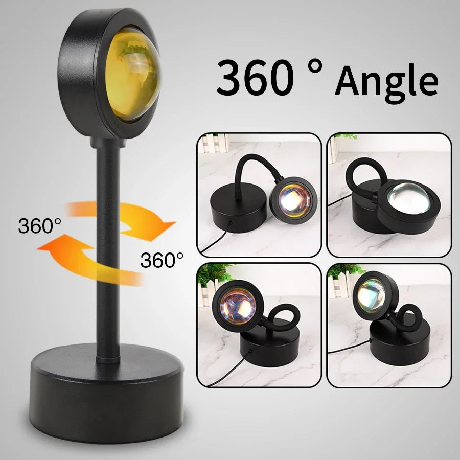 USB Sunset Light LED Rainbow Neon Night Lamp Sunset Projector Self Photography Light Wall Atmosphere Lighting For Bedroom Decor