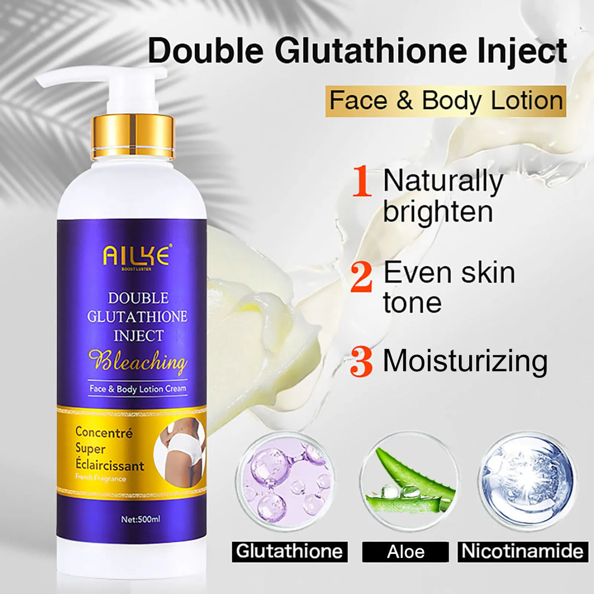 AILKE Glutathione whitening skin care cream for women, moisturizing and promoting even skin tone for all skin types.