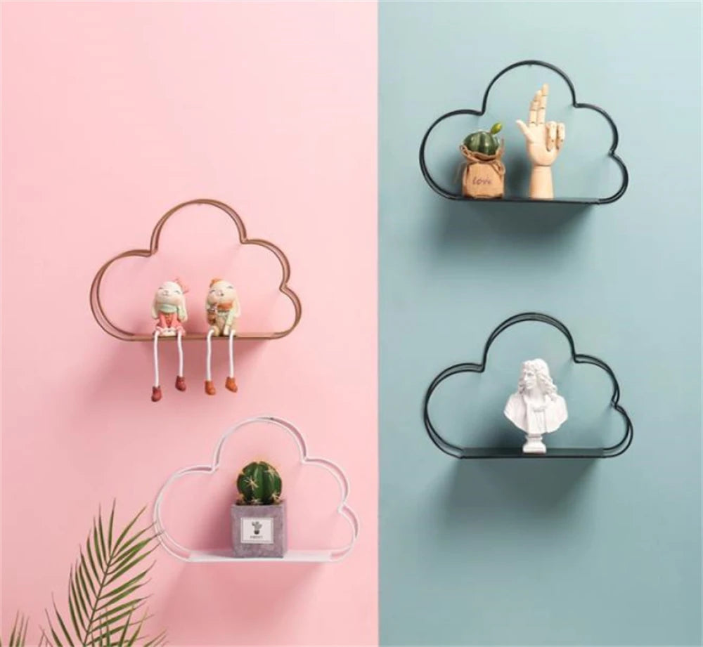 Ins Home Wall Decoration Cloud Shape Decor Shelf Potted Ornament Storage Holder Rack Girl Bedroom DIY Wall Art Display Storage