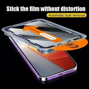 Hot Trend Vault Shukui iPhone privacy screen protector, anti-spy clear film, showing the protector applied to an iPhone screen.