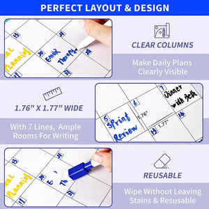 Wall Calendar Erasable Reusable Wall Planner 35X58In Dry-Erase Design Large Erasable Boards For Offices Home & School