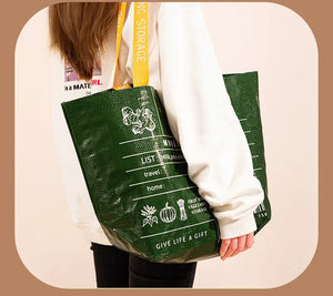 Foldable reusable waterproof shopping tote by Hot Trend Vault, eco-friendly design with handles, ideal for eco-conscious shoppers.