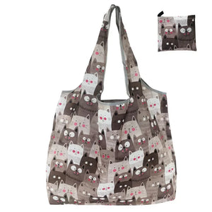 Reusable large eco-friendly shopping tote bag for women by Hot Trend Vault, foldable design with carrying case