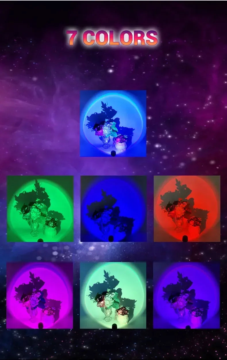 USB Sunset Lamp LED Rainbow Neon Night Light Projector Photography Wall Atmosphere Lighting for Bedroom Room Decor Nightlights