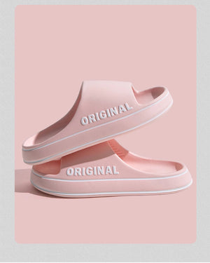 Hot Trend Vault women letter slippers with thick soles, anti-slip beach slides, indoor casual sandals, stylish and comfortable footwear.