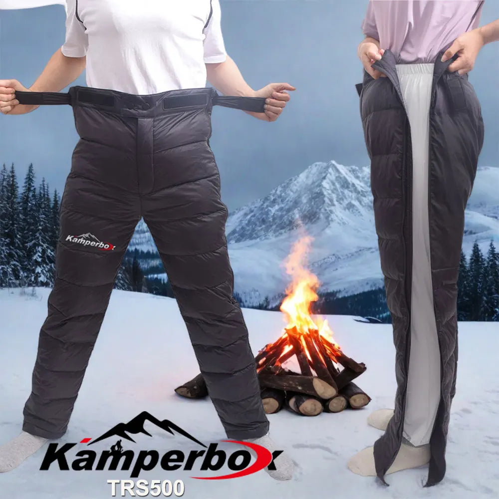 Lightweight Hot Trend Vault down winter hiking pants for men and women, insulated and warm for outdoor cold weather activities.