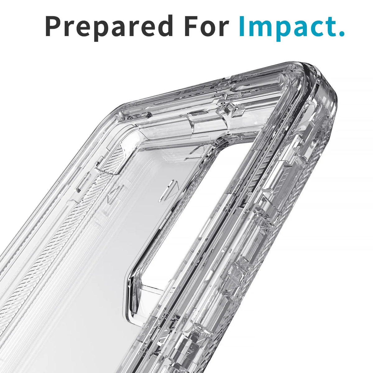 Hot Trend Vault Galaxy Note20 Ultra transparent shockproof case with two tempered glass screen protectors, showing the protective accessories.