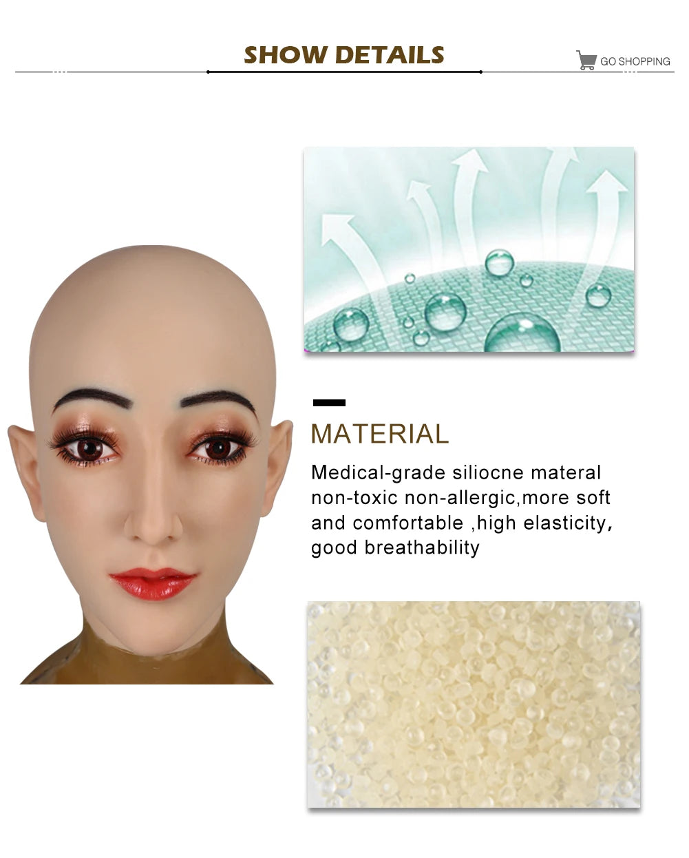 Silicone Female Mask Headgear Hoods pretty girl face mask spoof props for Cosplay Crossdresser women men transgender